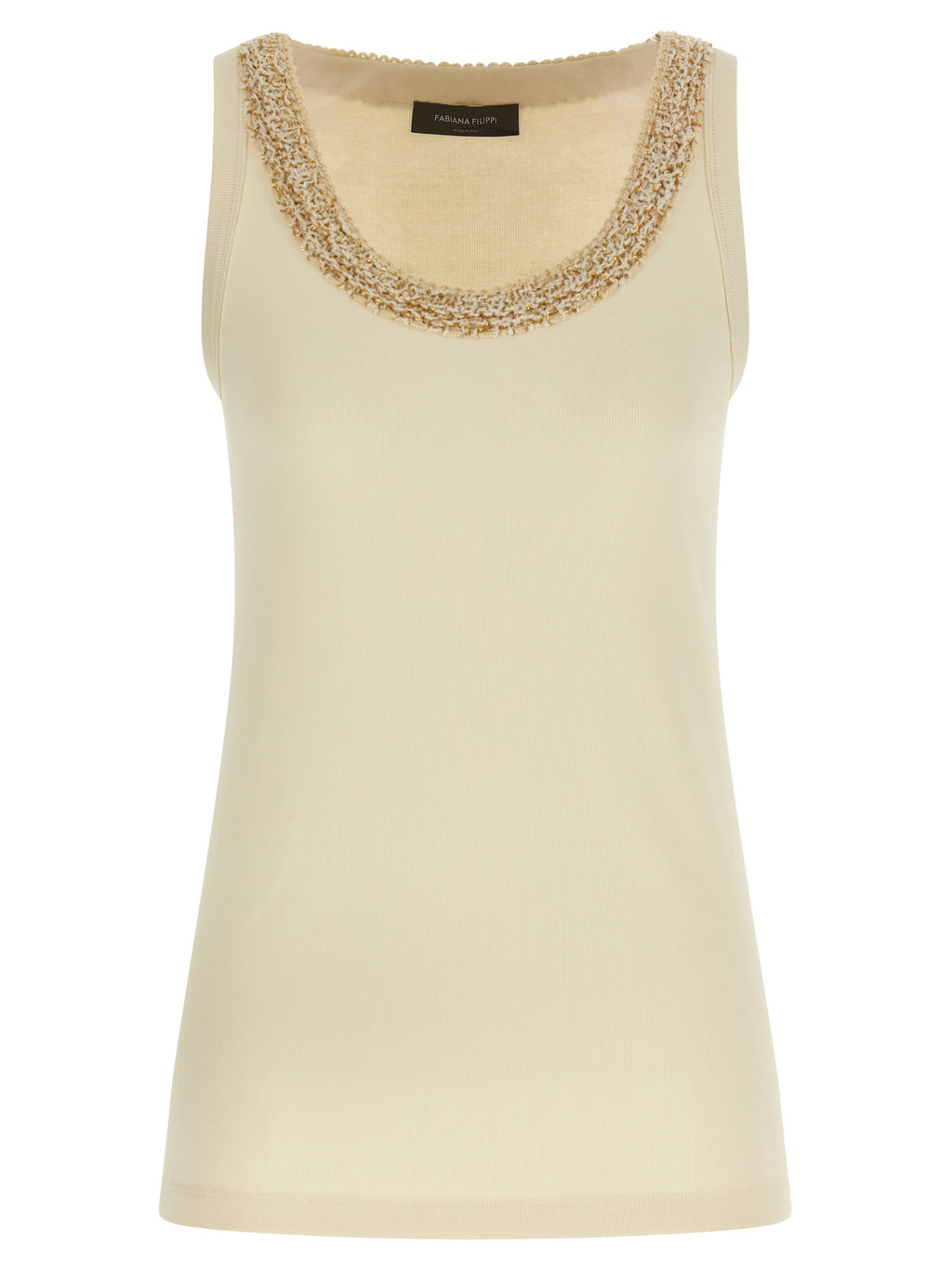 Fabiana Filippi Beige Cotton Sleeveles T-Shirt