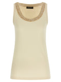 Fabiana Filippi Beige Cotton Sleeveles T-Shirt