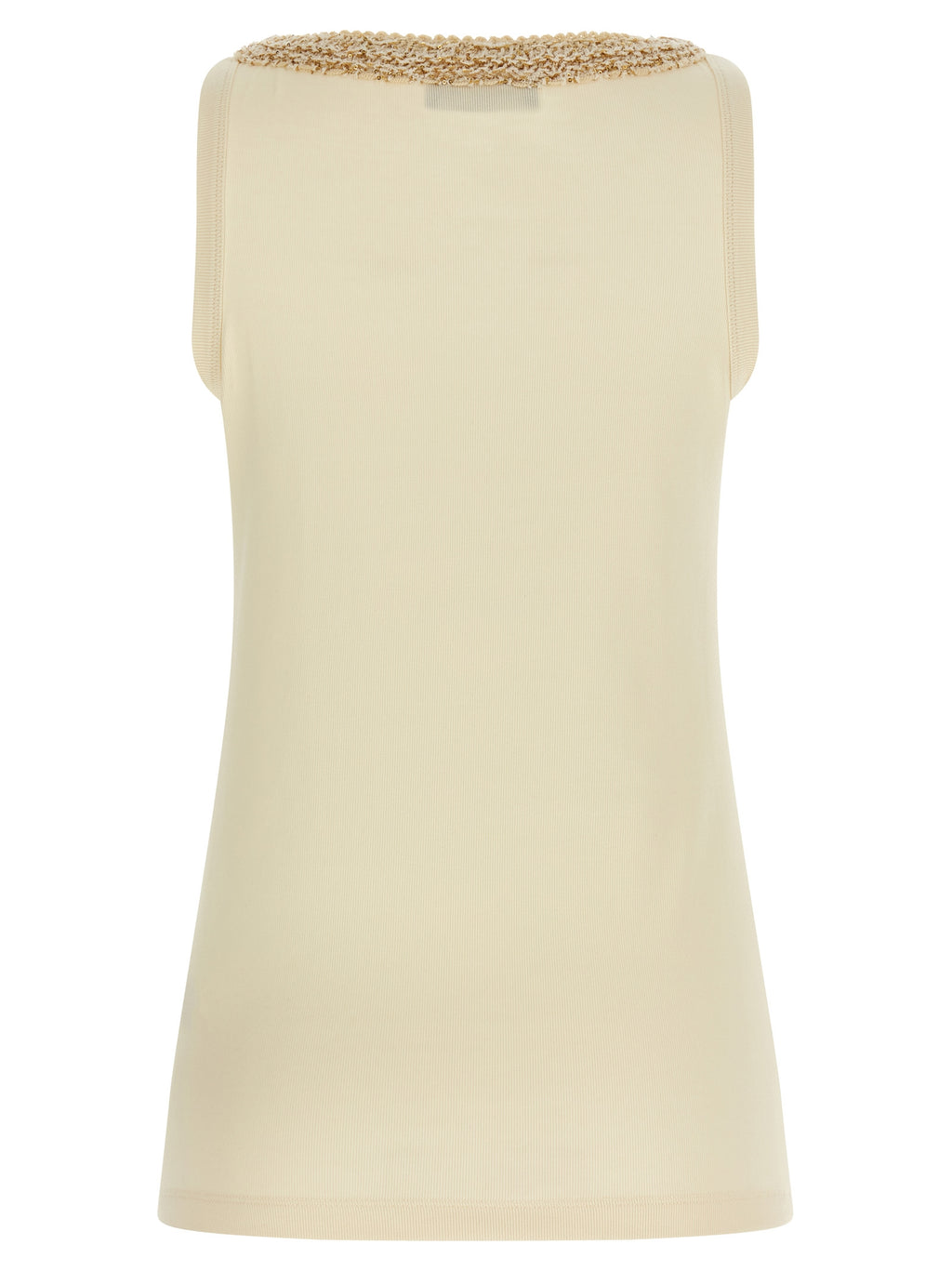 Fabiana Filippi Beige Cotton Sleeveles T-Shirt