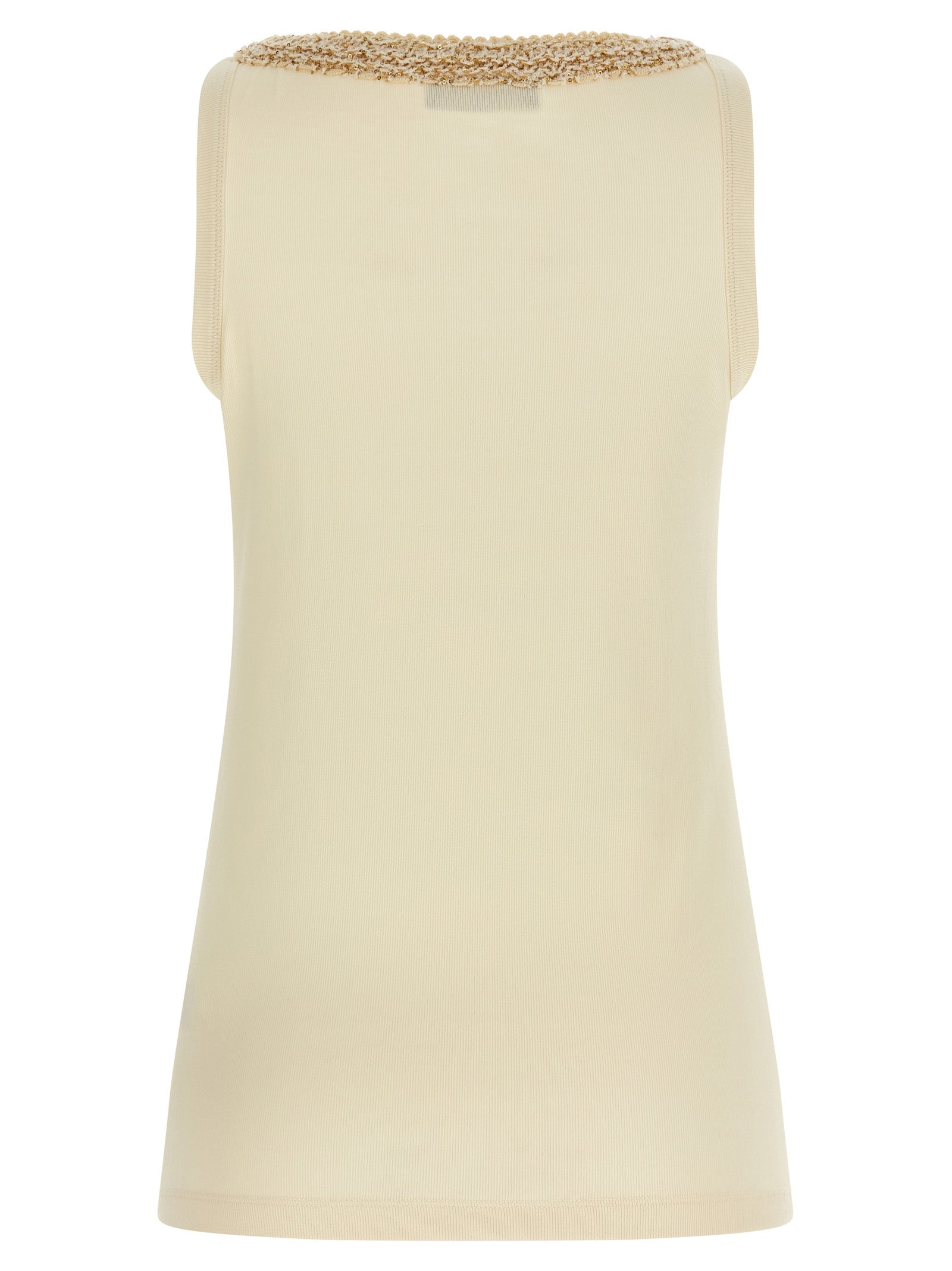 Fabiana Filippi Beige Cotton Sleeveles T-Shirt
