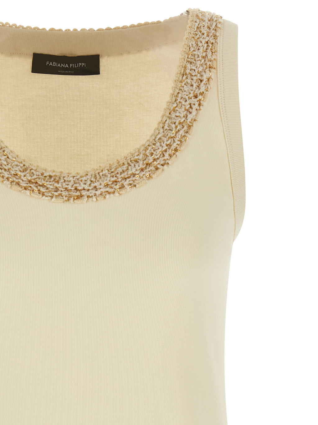 Fabiana Filippi Beige Cotton Sleeveles T-Shirt