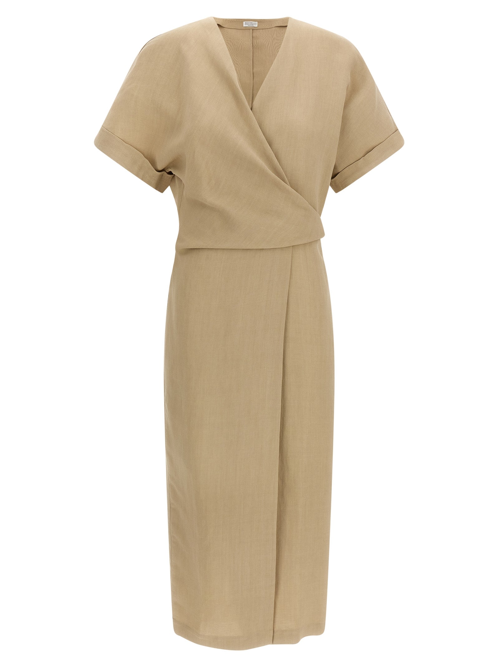 Brunello Cucinelli Beige Viscose Midi Dress