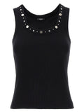 Versace Black Cotton Sleeveles T-Shirt