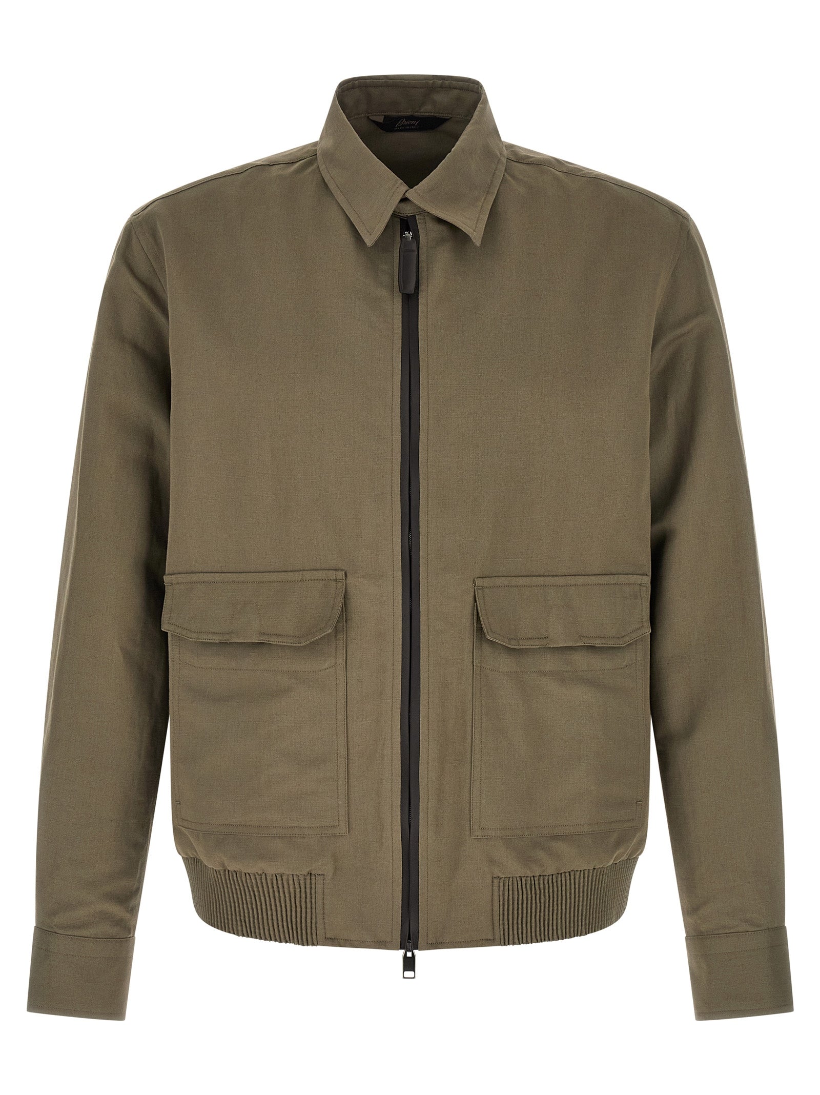 Brioni Bicolor Linen Full-Length Jacket