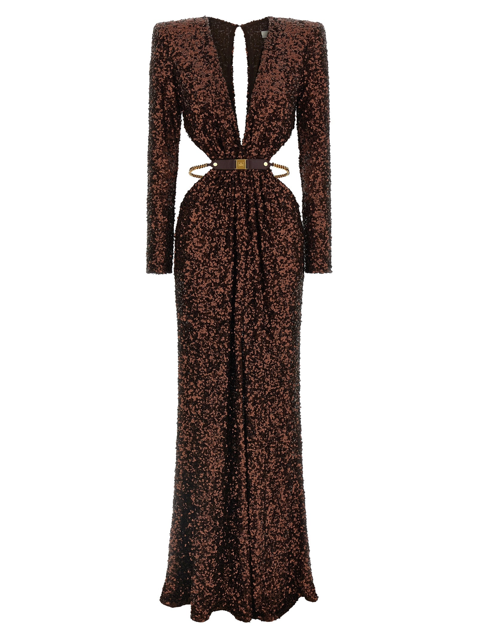 Elisabetta Franchi Brown Polyester Long Dress