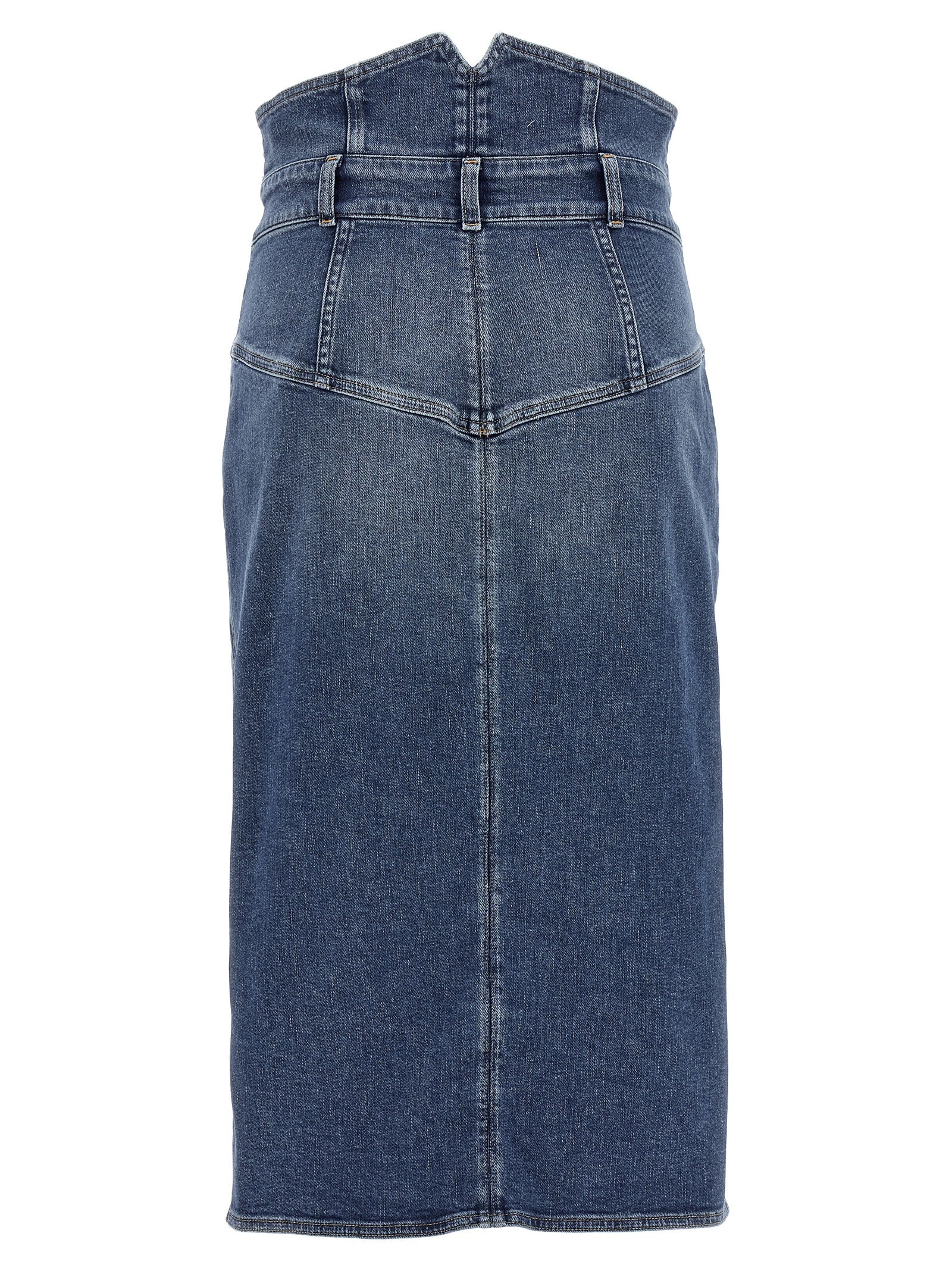 Elisabetta Franchi Blue Cotton Midi Skirt