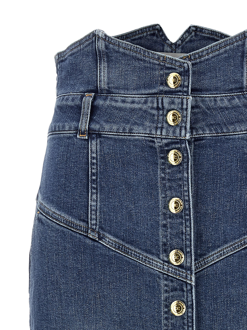 Elisabetta Franchi Blue Cotton Midi Skirt