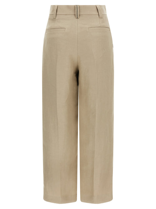 Brunello Cucinelli Beige Linen Casual Pants