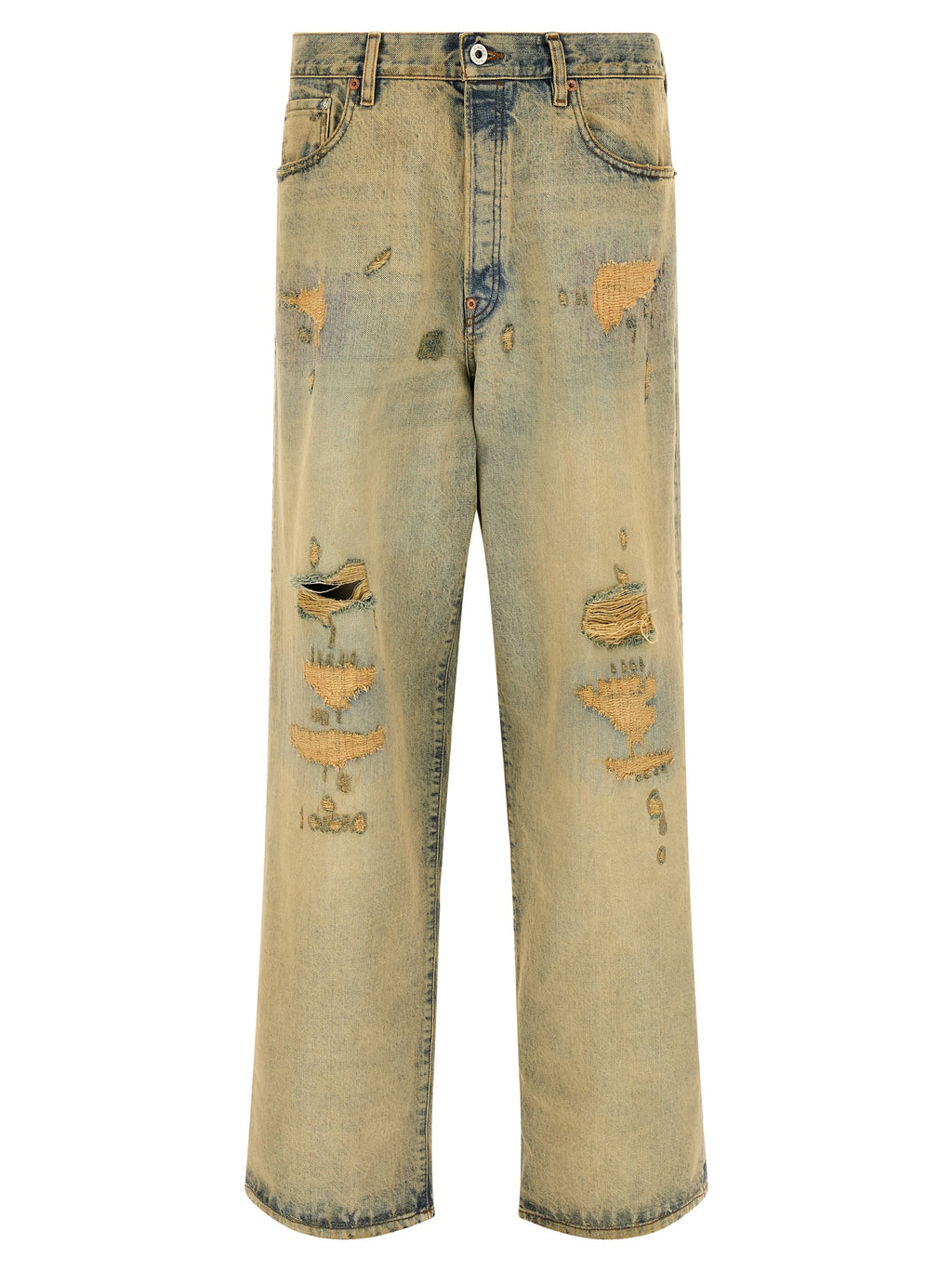 Kenzo Bicolor Cotton Straight-Leg Jeans