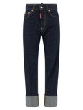 Dsquared² Blue Cotton Straight-Leg Jeans