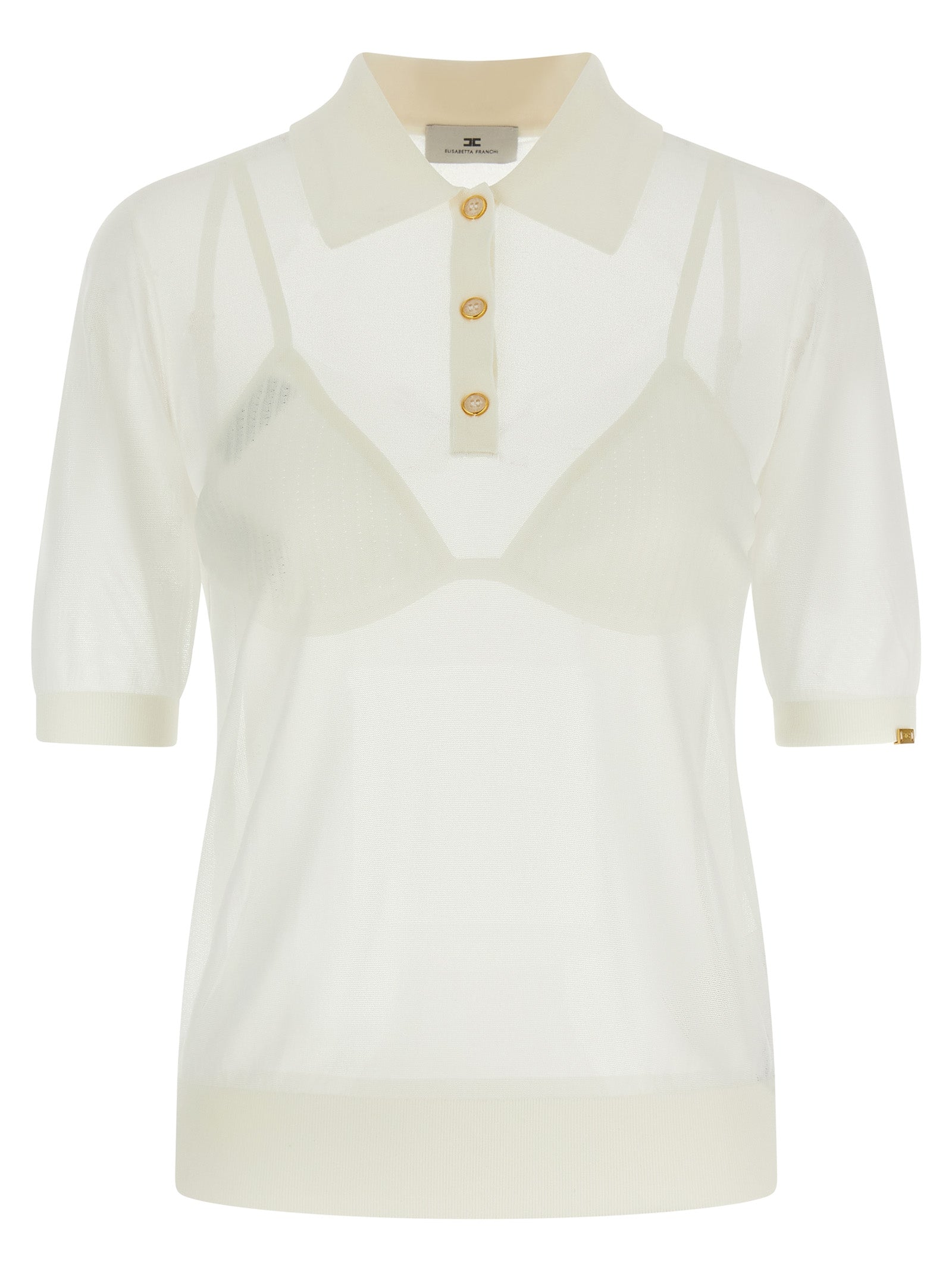 Elisabetta Franchi White Viscose Polo Shirt