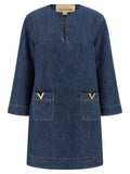 Valentino Garavani Blue Cotton Short Dress