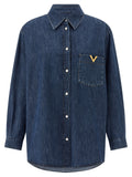 Valentino Garavani Blue Cotton Blouse