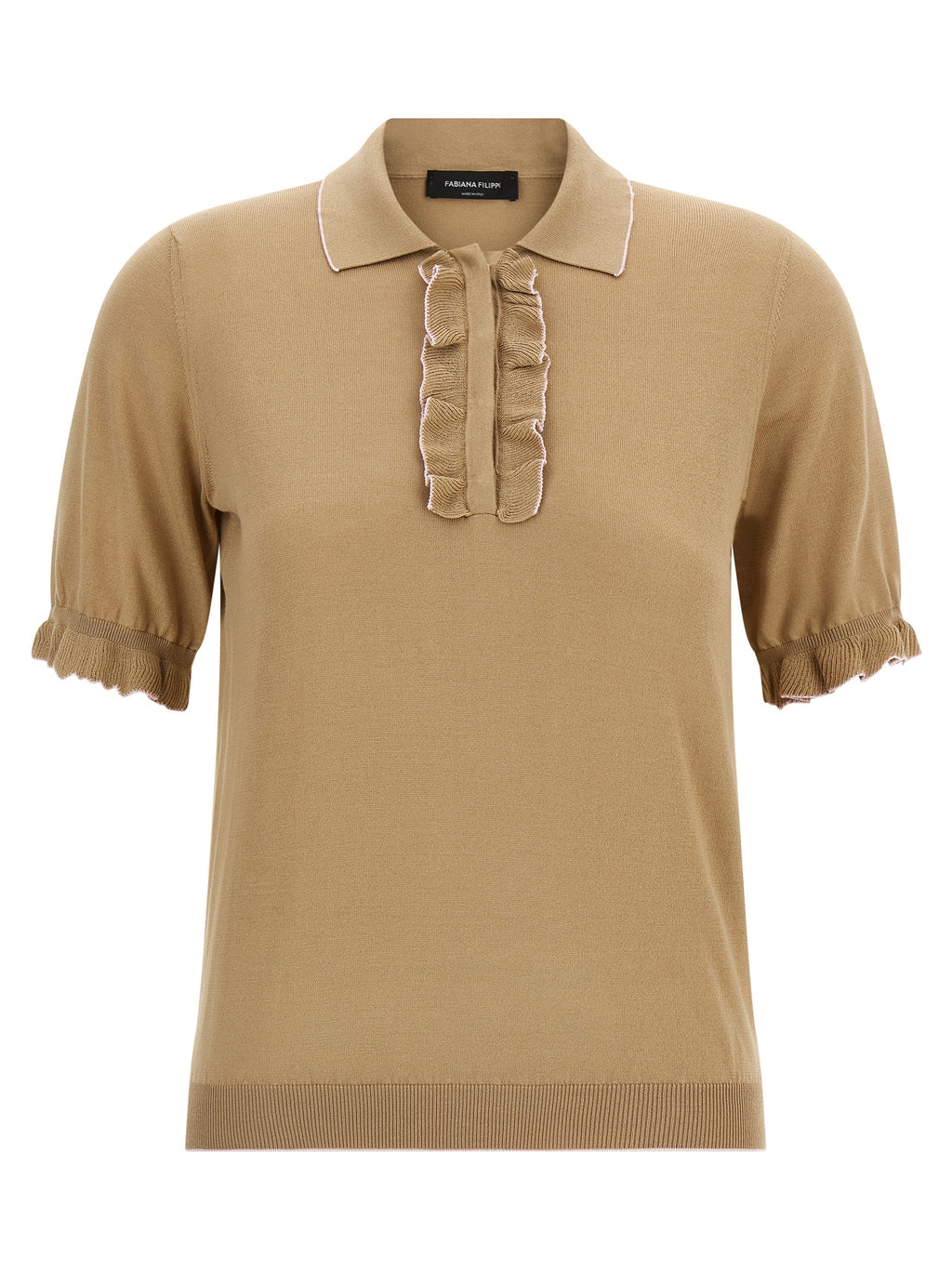 Fabiana Filippi Beige Silk Polo Shirt