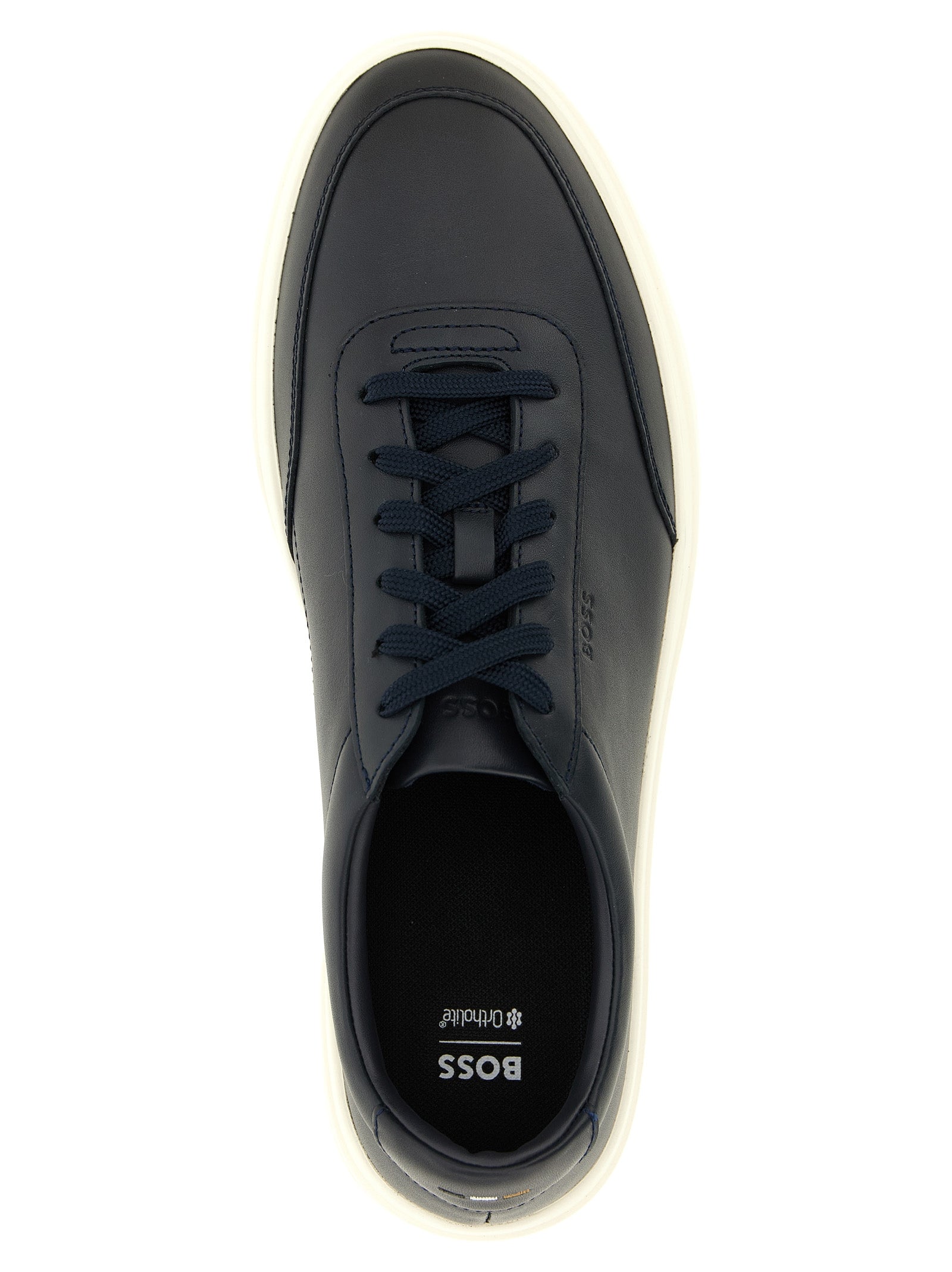 Hugo Boss Blue Cowhide Low Top Sneakers