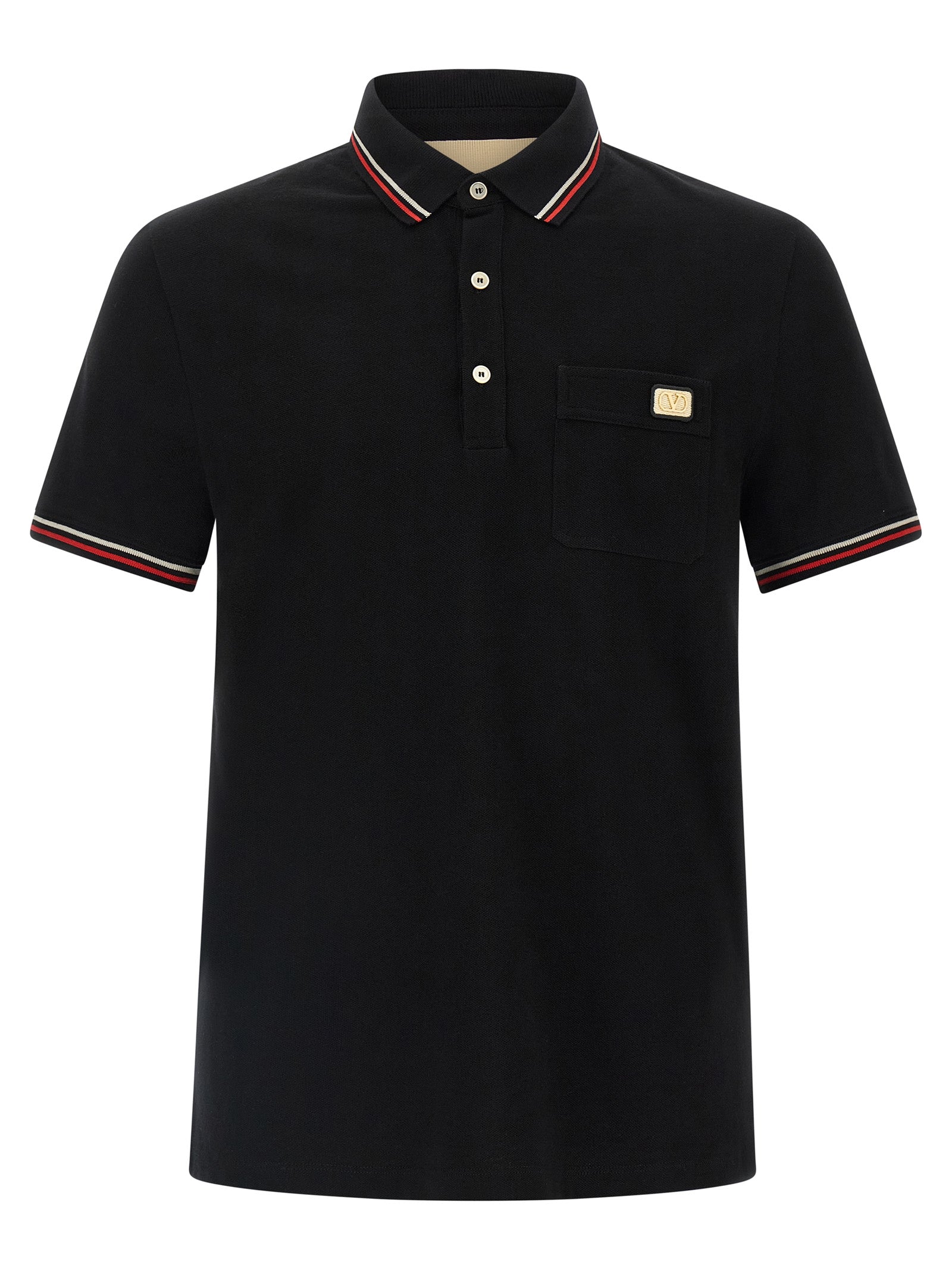 Valentino Garavani Black Cotton Polo Shirt