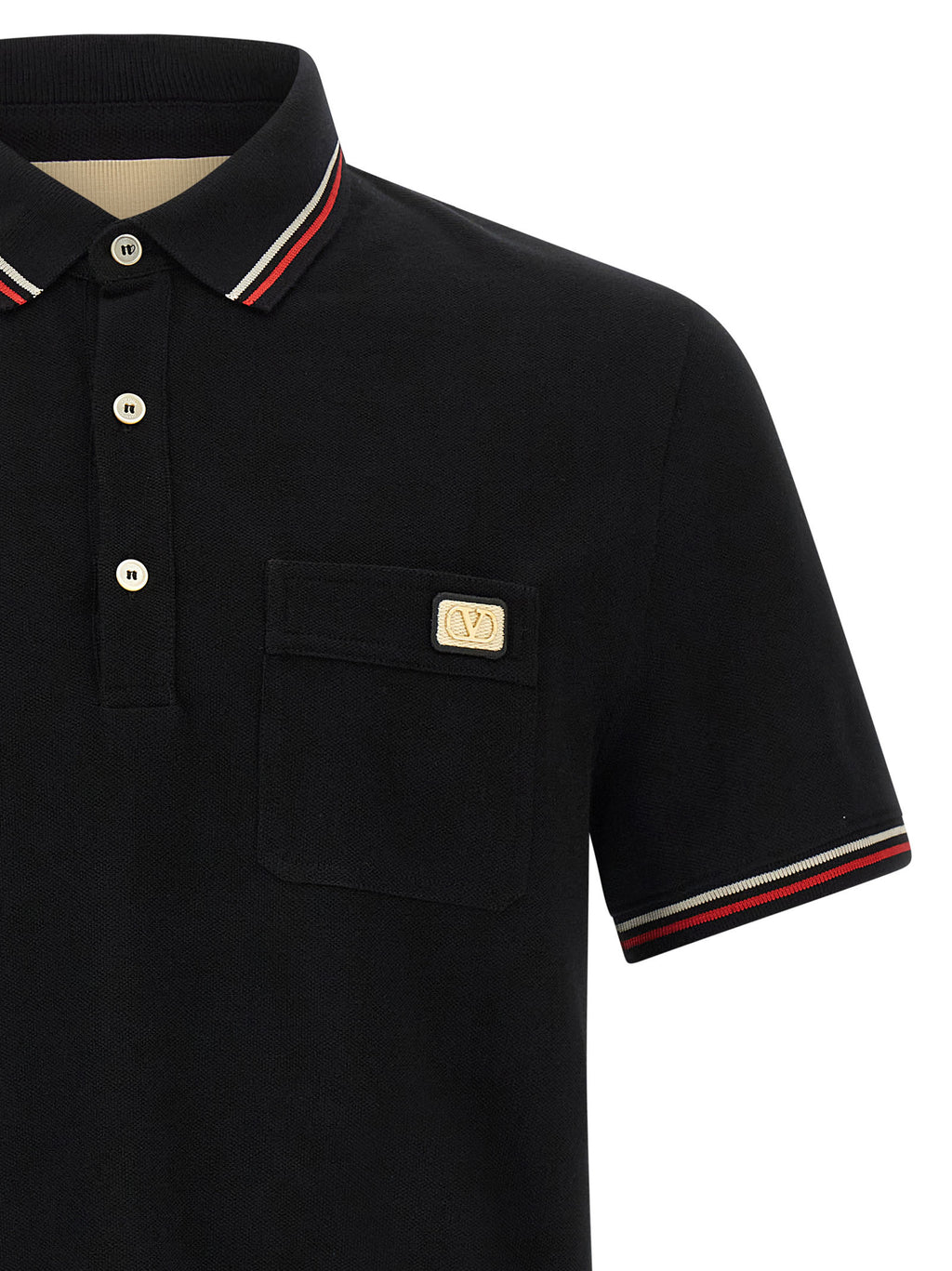 Valentino Garavani Black Cotton Polo Shirt