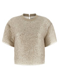 Brunello Cucinelli Beige Silk T-Shirt