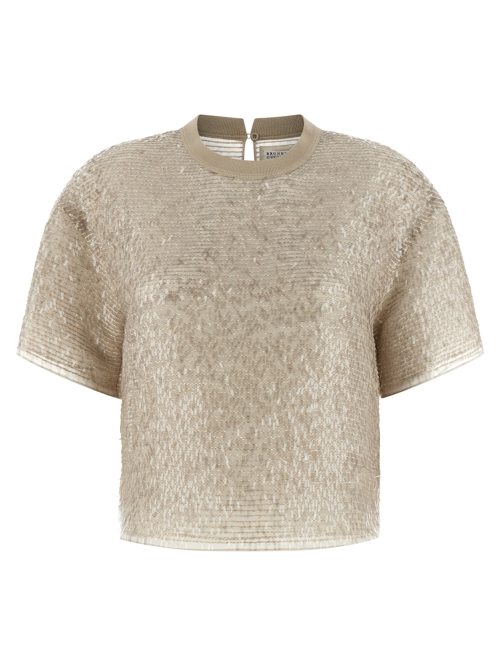 Brunello Cucinelli Beige Silk T-Shirt