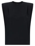 PINKO Black Cotton Sleeveles T-Shirt