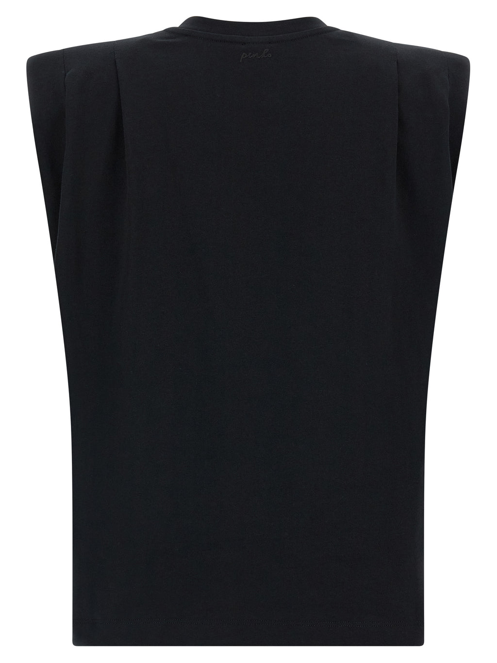 PINKO Black Cotton Sleeveles T-Shirt