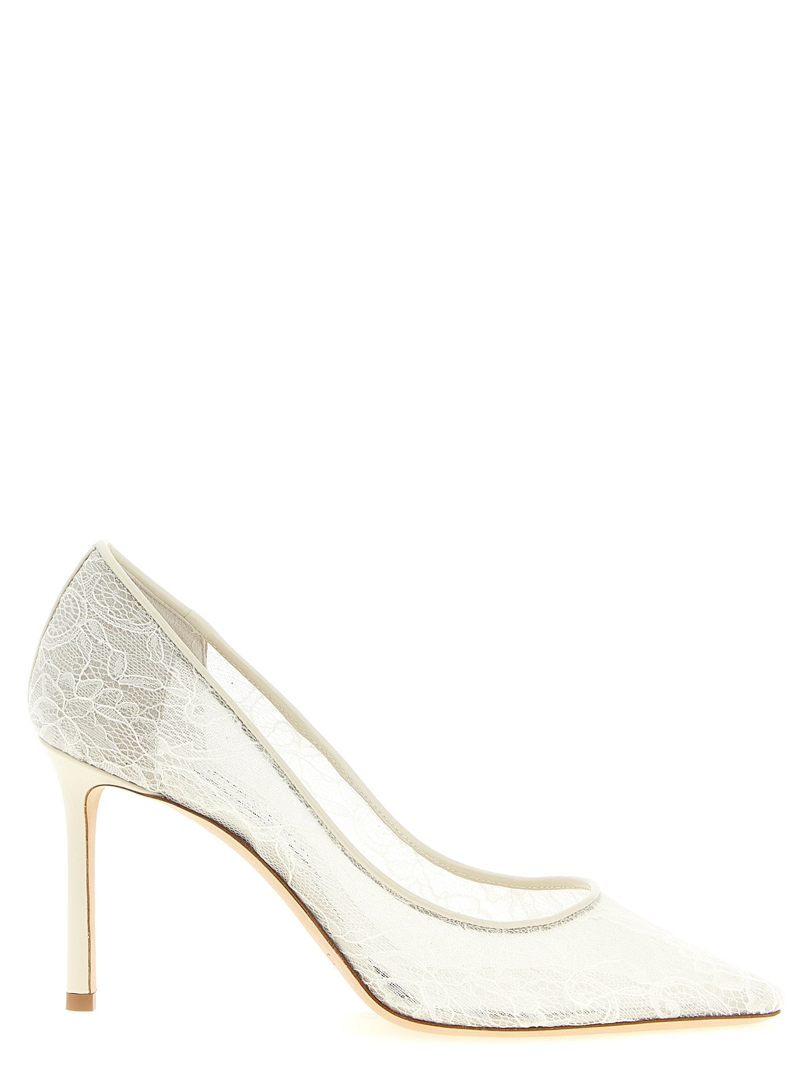 Jimmy Choo White Tencel High Heel Pumps