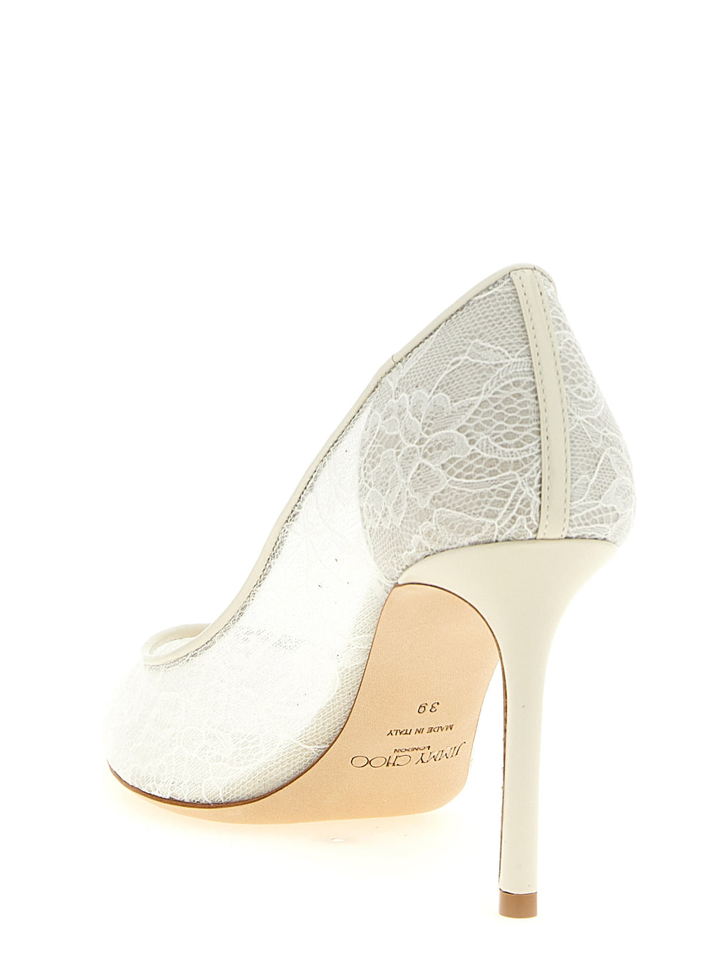 Jimmy Choo White Tencel High Heel Pumps