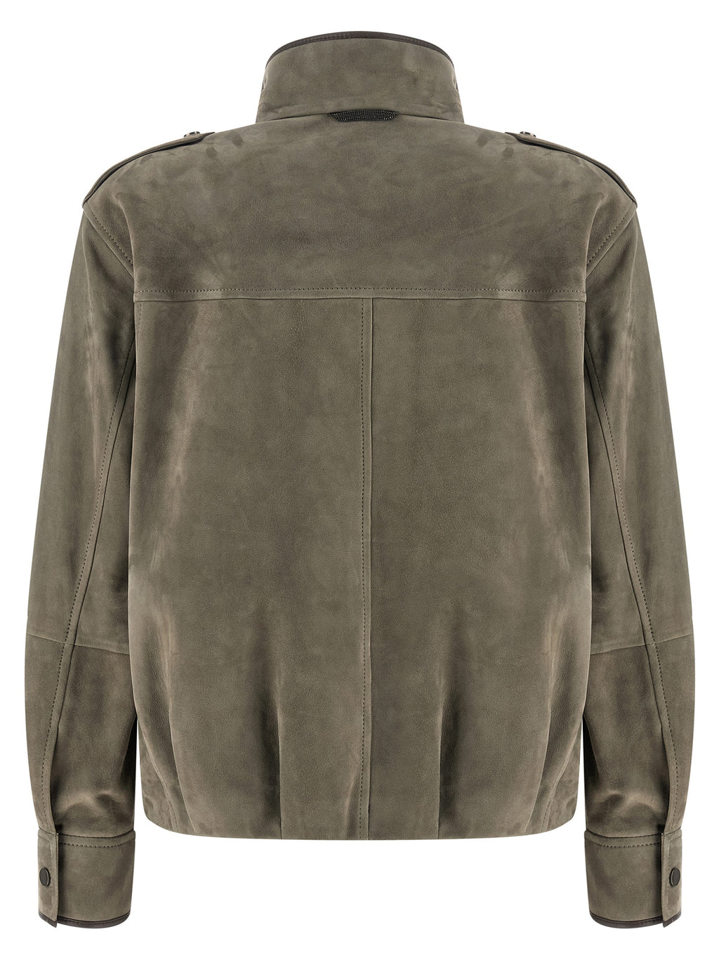 Brunello Cucinelli Gray Calfskin Leather Jacket