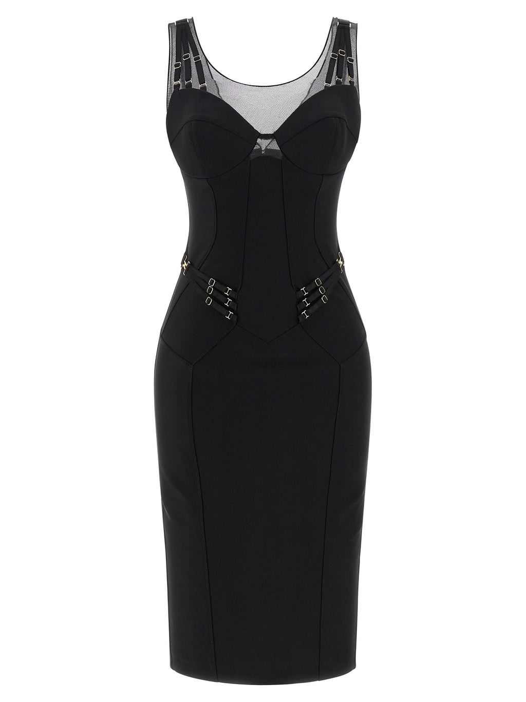 Elisabetta Franchi Black Polyamide Midi Dress