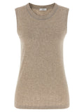 Peserico Beige Viscose Sleeveles T-Shirt