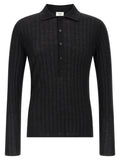 Saint Laurent Black Wool Polo Shirt