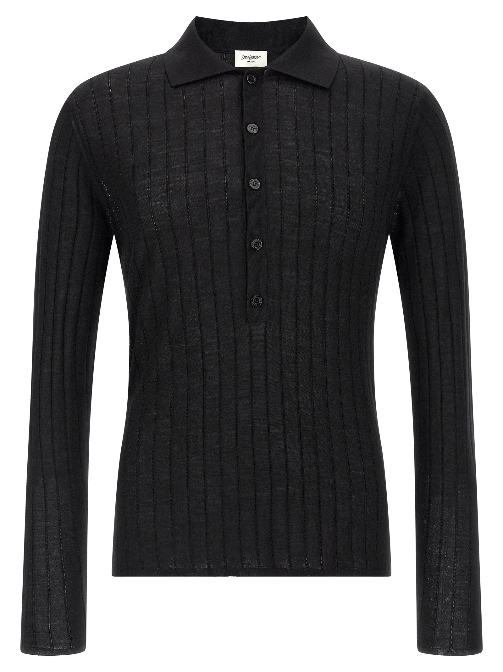 Saint Laurent Black Wool Polo Shirt