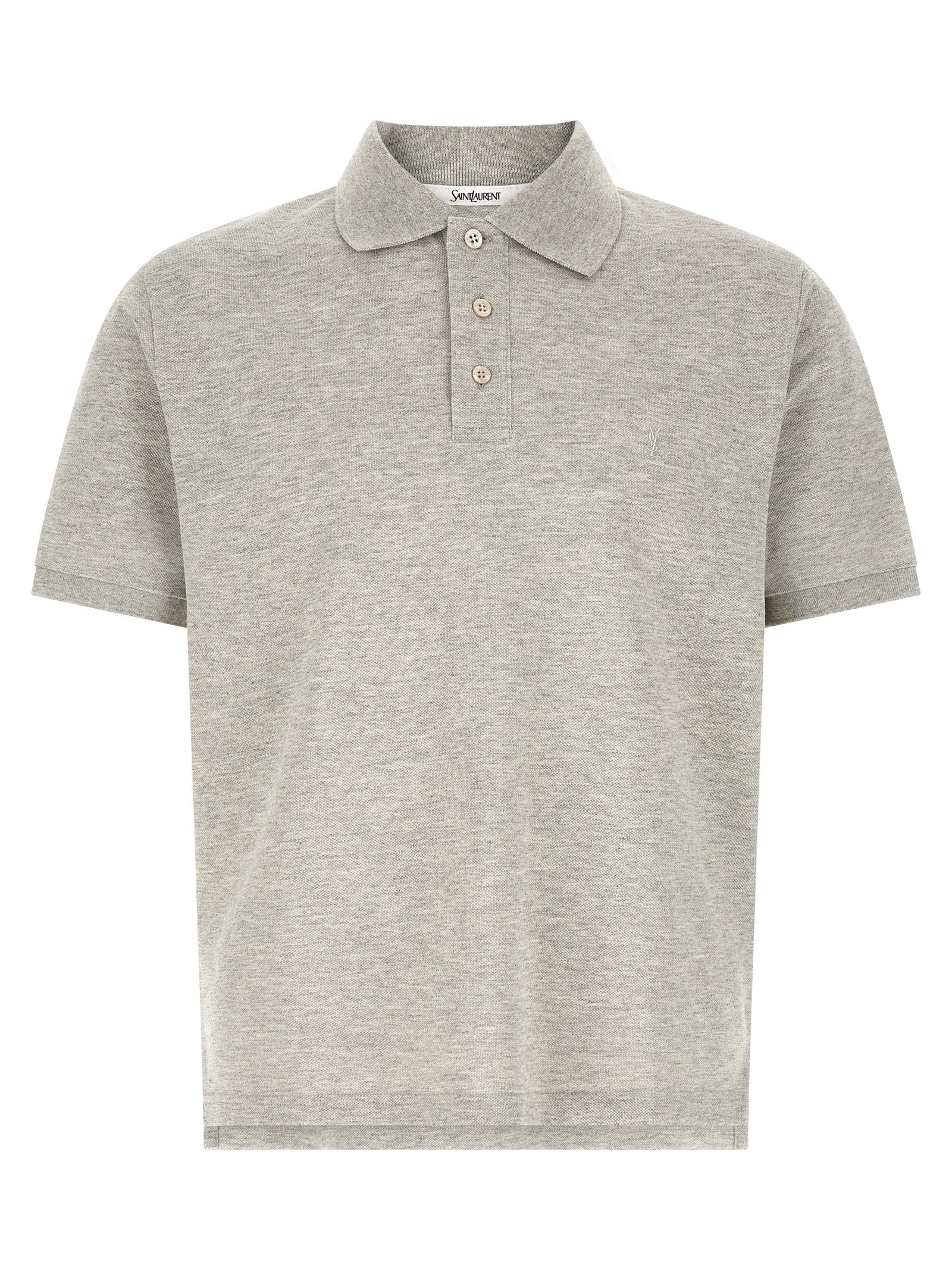 Saint Laurent Gray Cotton Polo Shirt