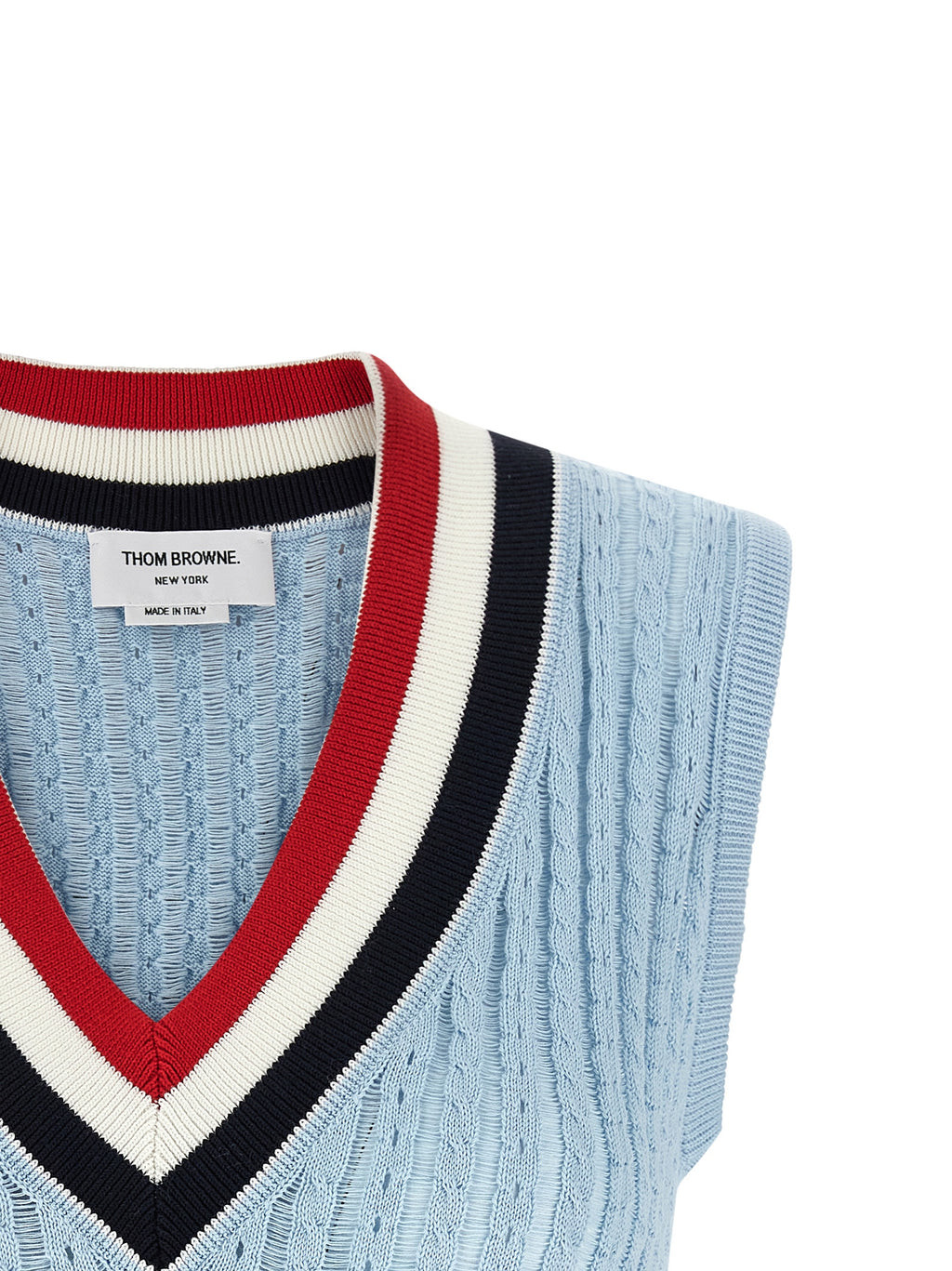 Thom Browne Blue Cotton Sleeveless Jacket