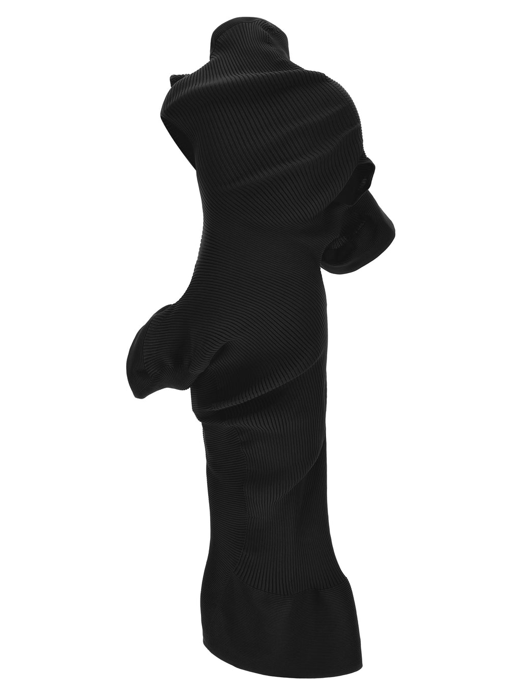 Issey Miyake Black Polyester Midi Dress