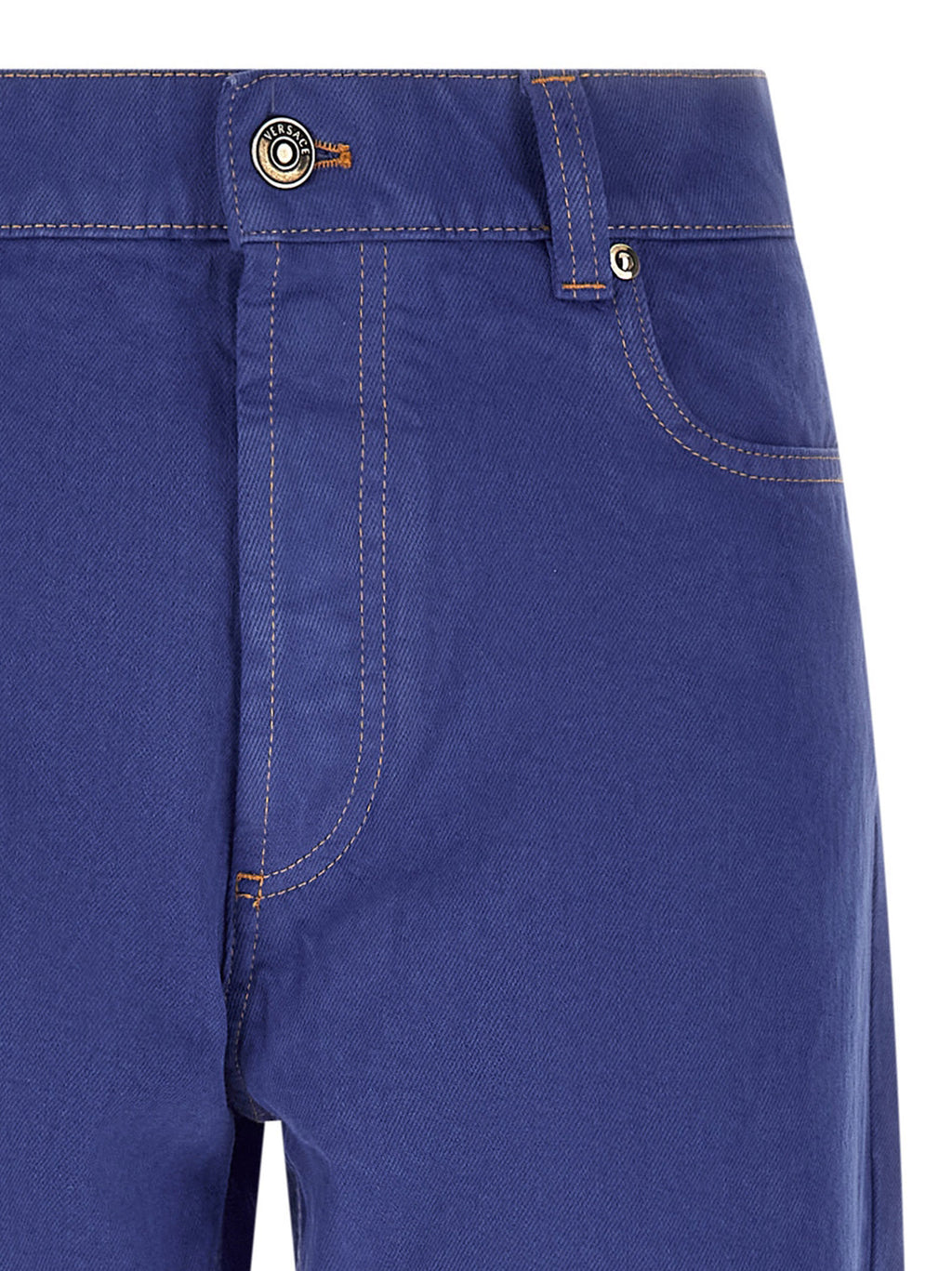 Versace Blue Cotton Straight-Leg Jeans