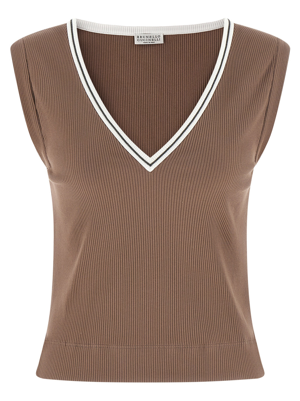 Brunello Cucinelli Brown Cotton Tank Tops