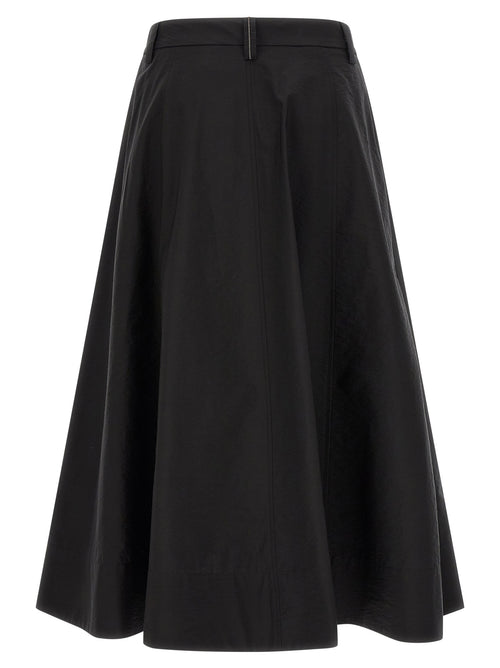 Brunello Cucinelli Black Cotton Midi Skirt
