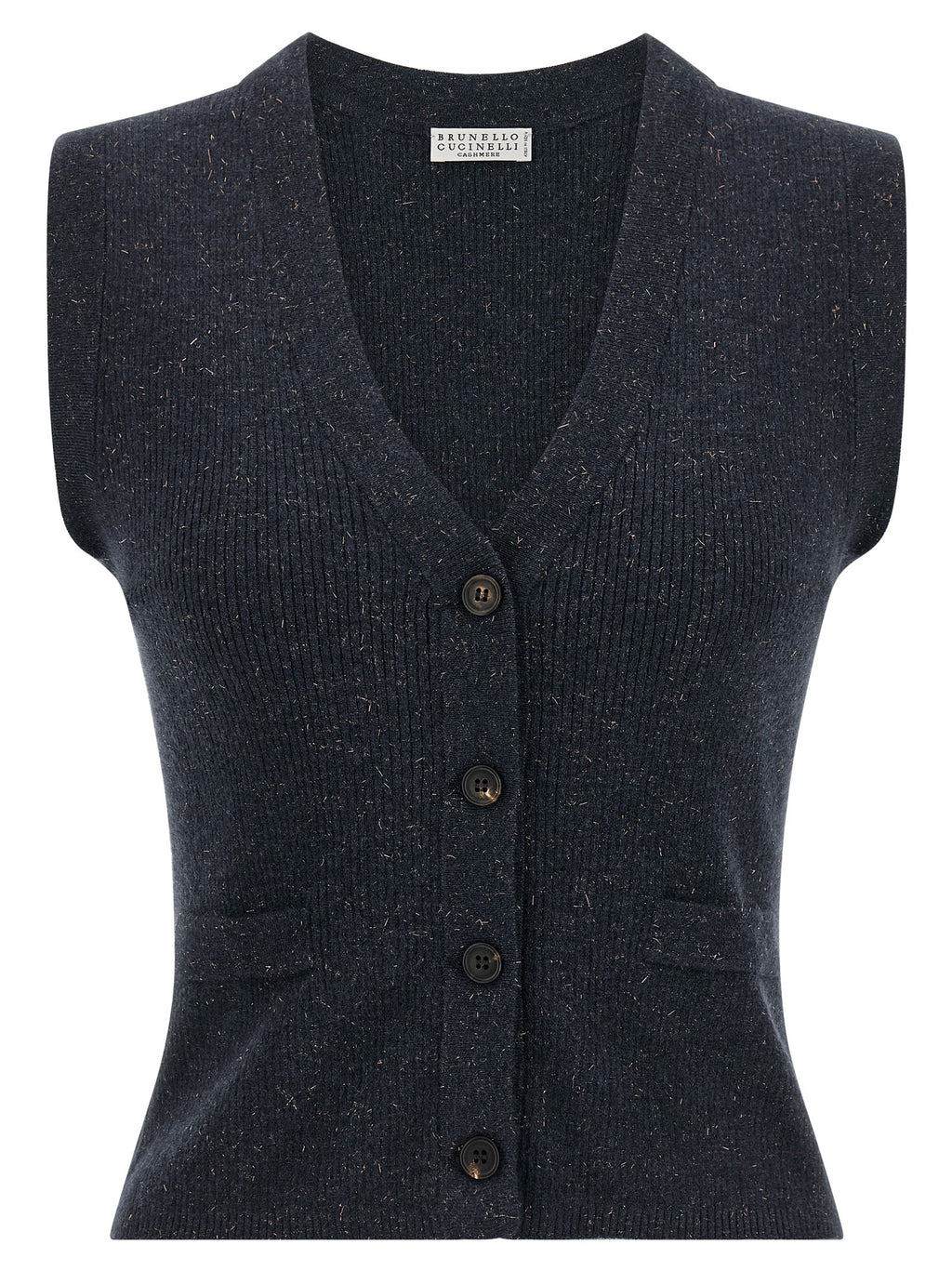 Brunello Cucinelli Blue Cashmere Sleeveless Jacket