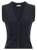Brunello Cucinelli Blue Cashmere Sleeveless Jacket
