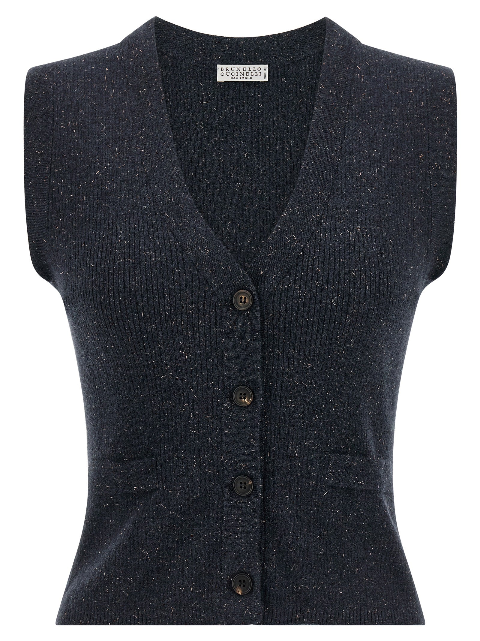Brunello Cucinelli Blue Cashmere Sleeveless Jacket