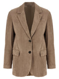 Brunello Cucinelli Beige Lamb Leather Blazer