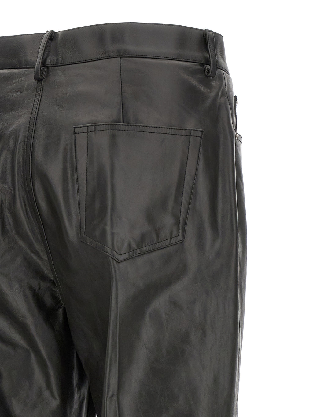 Rick Owens Black Calfskin Flared Pants