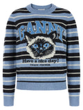 Ganni Blue Wool Cardigan