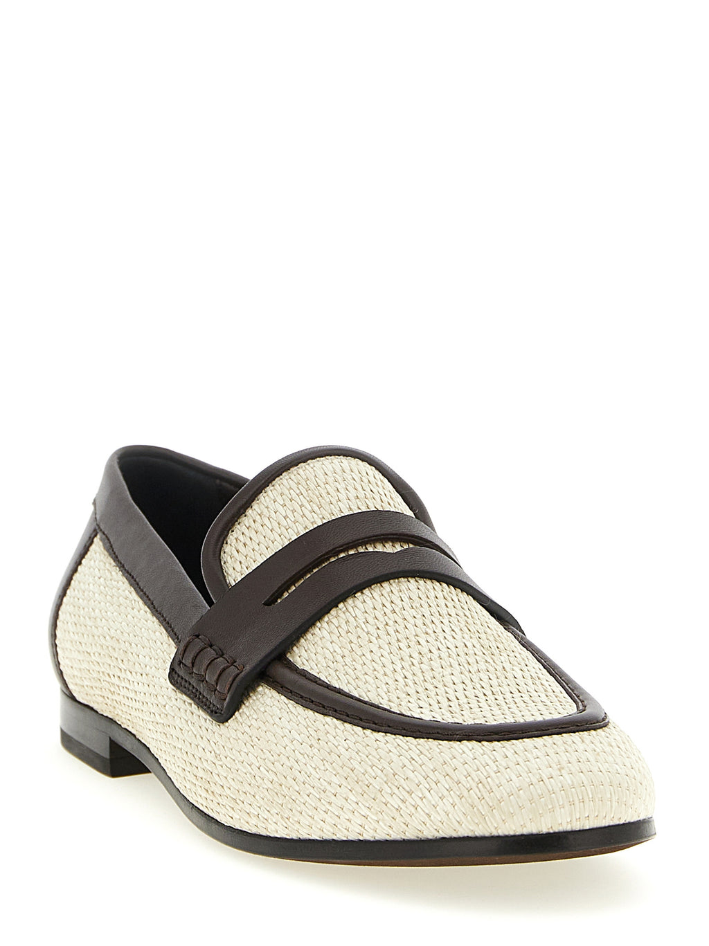 Brunello Cucinelli Beige Polyamide Slip-On Loafers