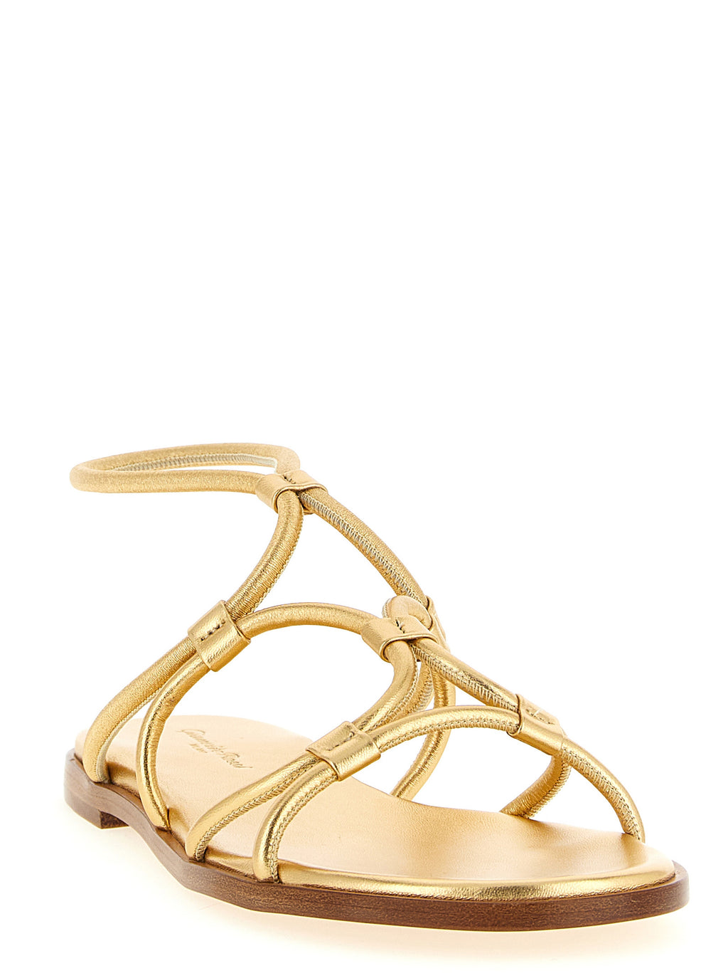 Gianvito Rossi Gold Lamb Leather Flat Sandals