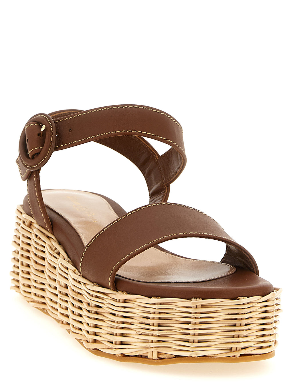 Gianvito Rossi Brown Calfskin Wedge Sandals