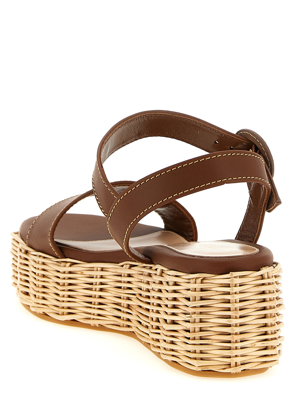 Gianvito Rossi Brown Calfskin Wedge Sandals