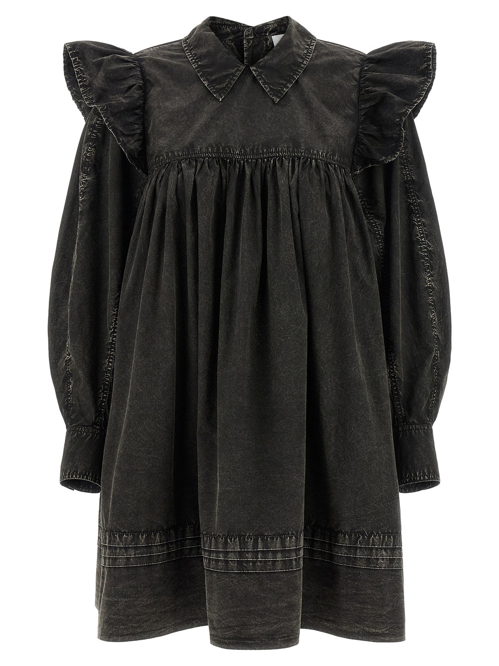 Ganni Black Organic Cotton Short Dress