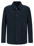 Brioni Blue Linen Full-Length Jacket